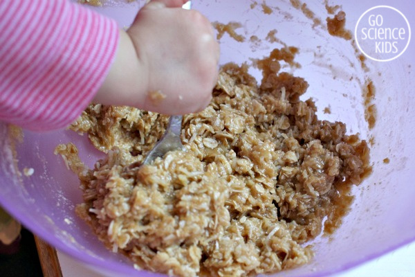 Stirring the biscuit dough