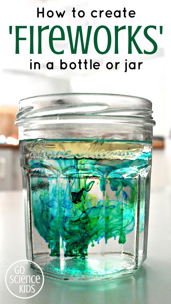 How to create fireworks in a bottle or jar - fun density science project for kids