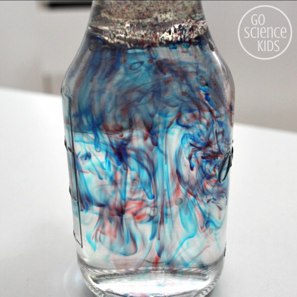 Swirling fireworks in a jar science project