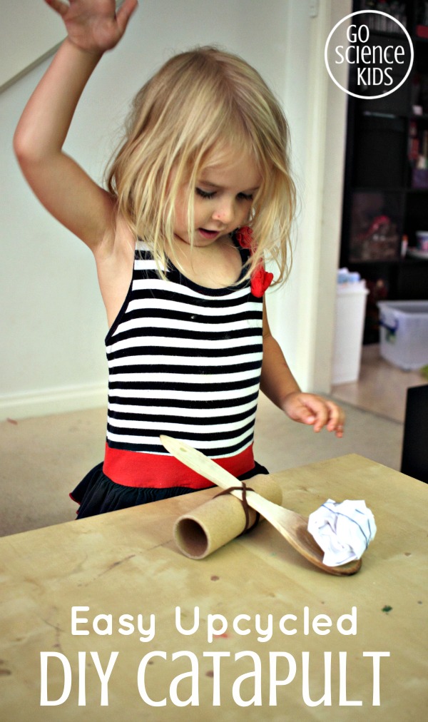 Easy Upcycled DIY Catapult - fun physics science play for kids