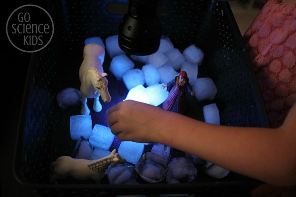 Sensory play meets science with easy non-toxic (edible) ice cubes that glow!
