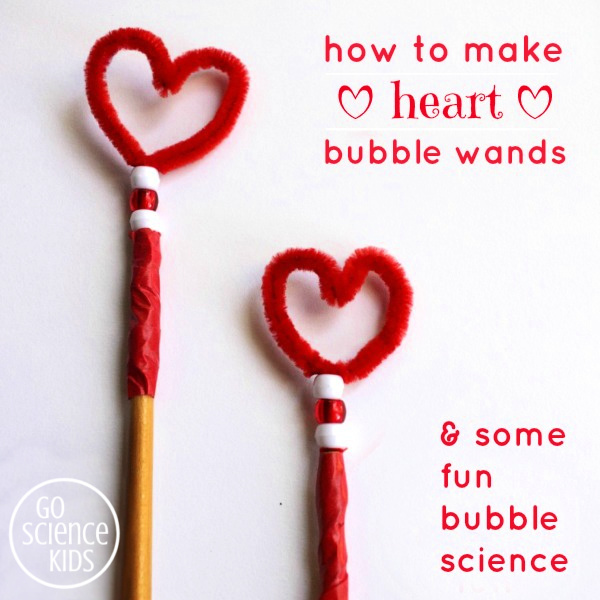 How to make DIY heart shaped bubble wands, and some fun bubbles science for kids