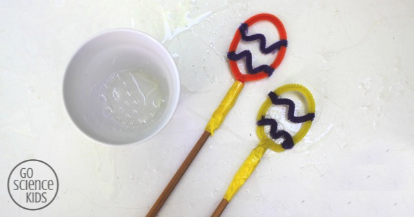 Playing with DIY Easter egg bubble wands