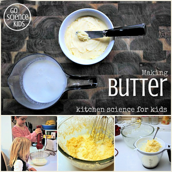 Making homemade butter and buttermilk from cream - kitchen science for kids