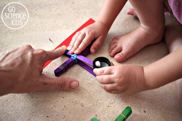 Launching a DIY craft stick catapult