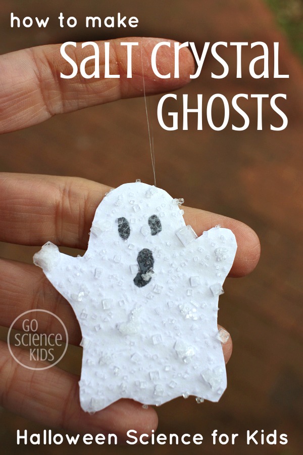 how to make Salt Crystal Ghosts - fun Halloween science project for kids