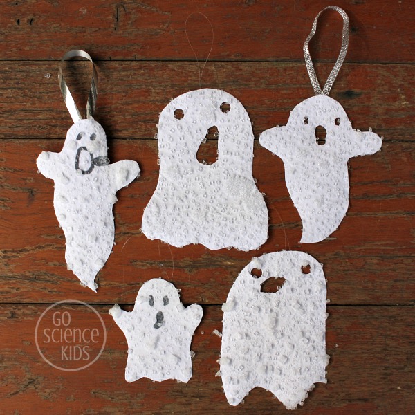 salt crystal ghosts - halloween science project