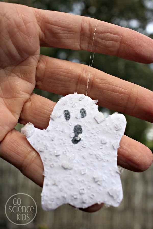 salt crystal ghosts - science craft project for kids