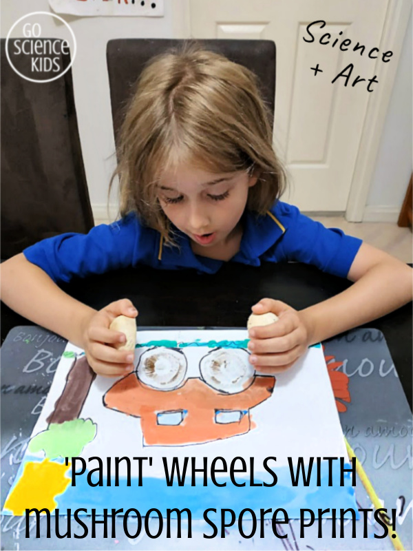 Science + Art - paint wheels with mushroom spore prints