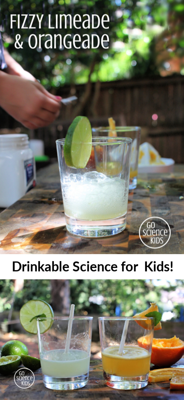 Fizzy limeade and orangeade science for kids